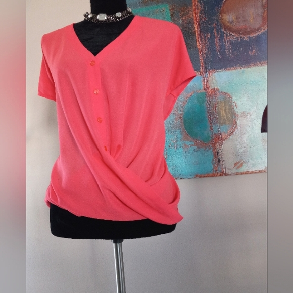 Lush Pink Sheer Draped Front Blouse Size M/ NWOT - Picture 7 of 8